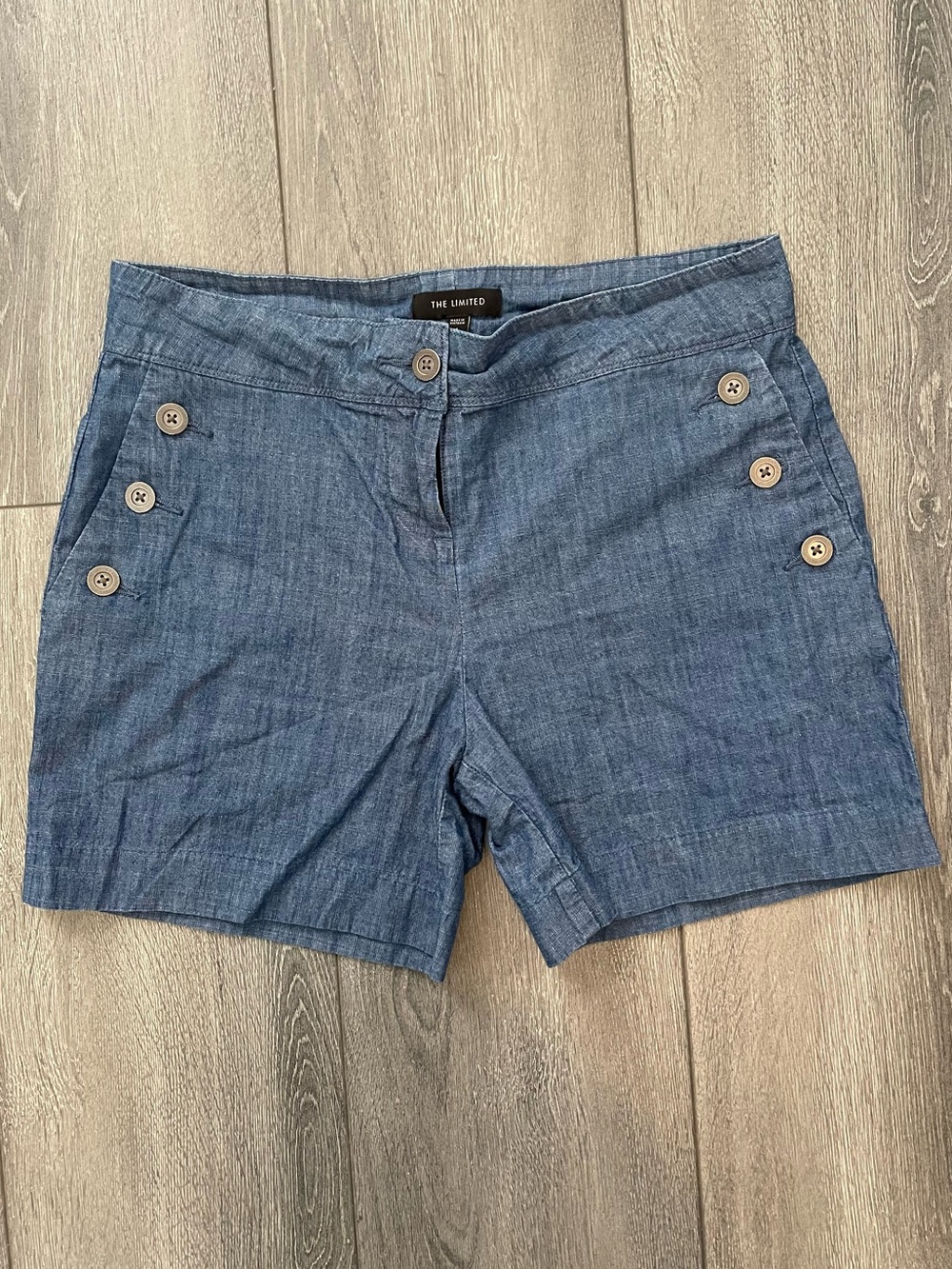 The Limited 100% Cotton Chambray Button-Side Shorts